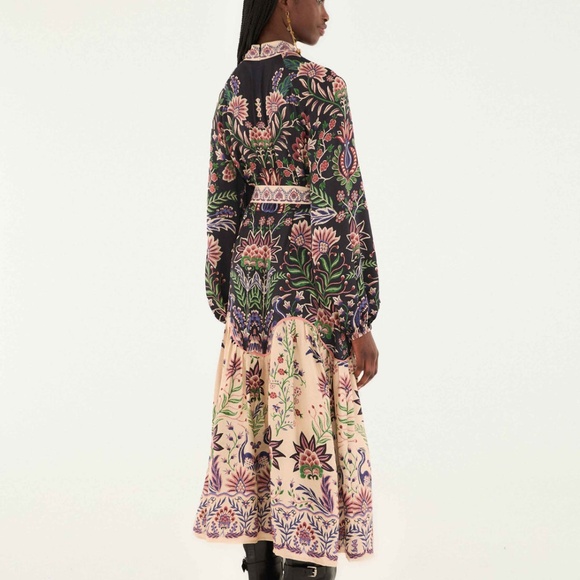 Farm Rio Marvelous Garden Black Midi Dress - Picture 4 of 7